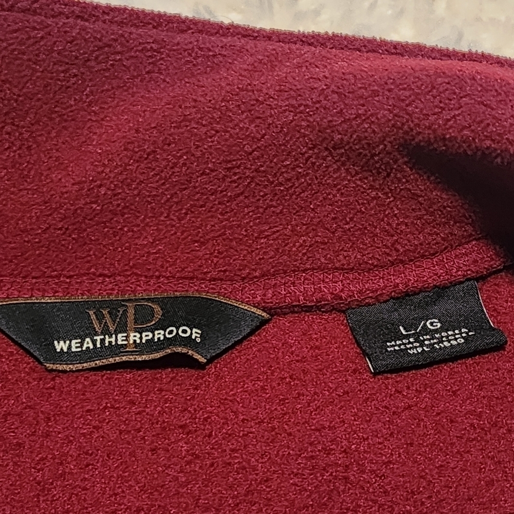 WEATHRPROOF Pullover 1/4 Zip Fleece Men's Burgundy Pocketed Jacket Sz. L - Picture 4 of 8